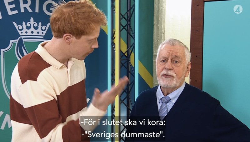 Mauri Hermundsson och Björn Hellberg leder "Sveriges dummaste". Skärmavbild: TV4